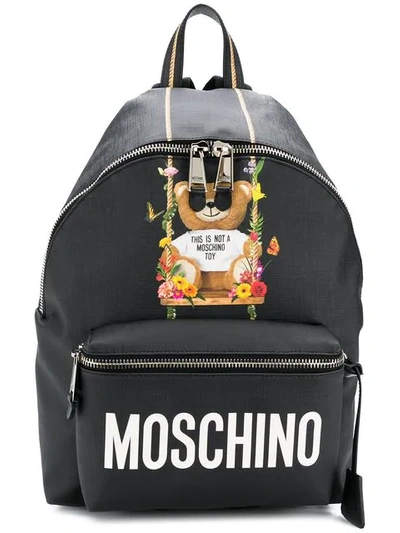 Shop Moschino Big Teddy Backpack In Black