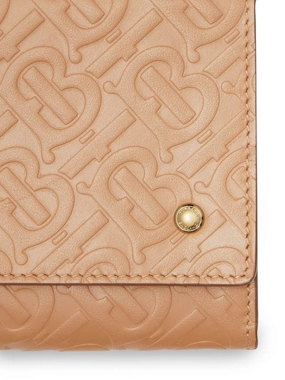Shop Burberry Monogram Leather Wallet With Detachable Strap In Neutrals