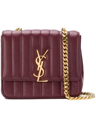 Shop Saint Laurent Medium Vicky Chain Bag In Red