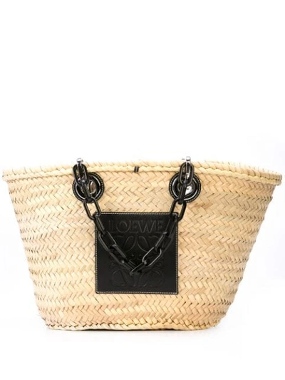 Shop Loewe Basket Chain Bag In Neutrals