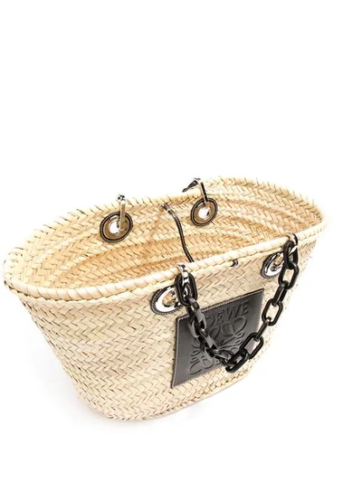 Shop Loewe Basket Chain Bag In Neutrals