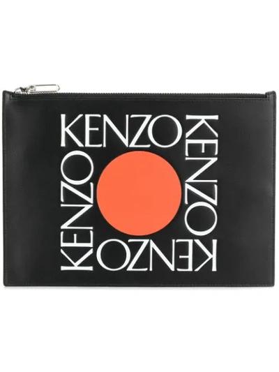 Shop Kenzo Printed Logo Clutch In Black
