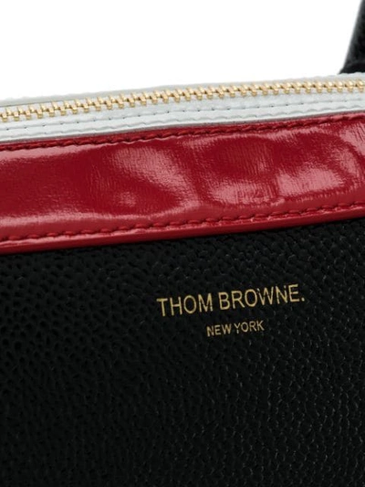 Shop Thom Browne Stripe Business Tote In Black