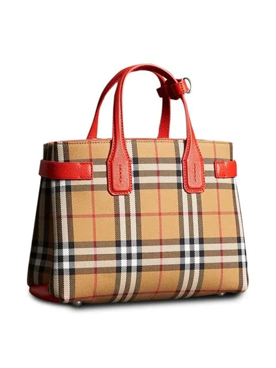 Shop Burberry The Small Banner In Vintage Check And Leather In Yellow