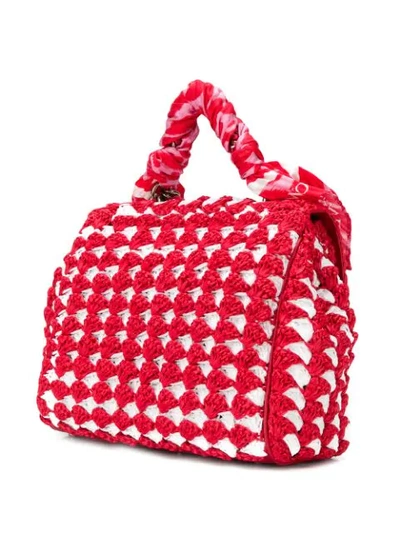 Shop Ermanno Scervino Woven Style Tote Bag In Red