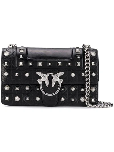 Shop Pinko Love Studded Crossbody Bag - Black