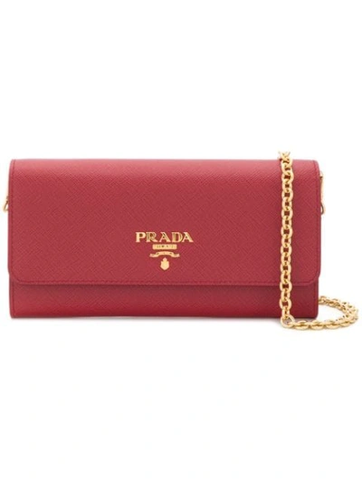 Shop Prada Wallet On Chain Bag In Red