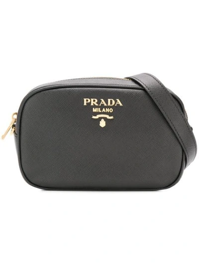 Shop Prada Logo Plaque Belt Bag In Black