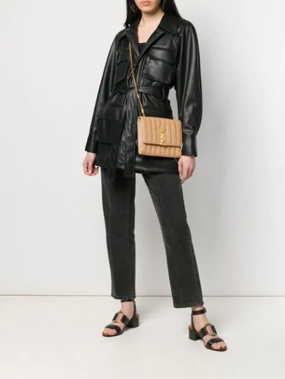 Shop Saint Laurent Vicky Quilted Shoulder Bag In Neutrals