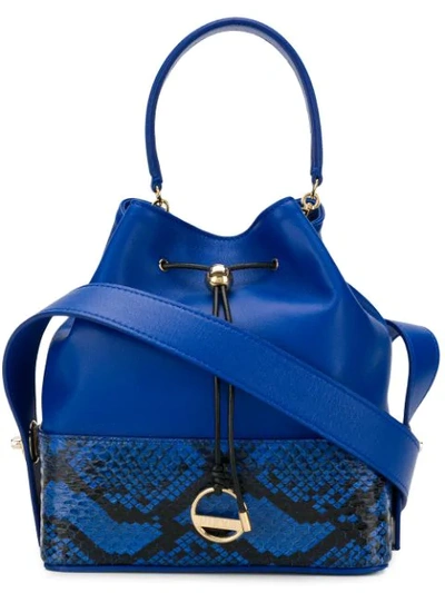 Shop Emilio Pucci Blue Elaphe Bonita Bucket Bag