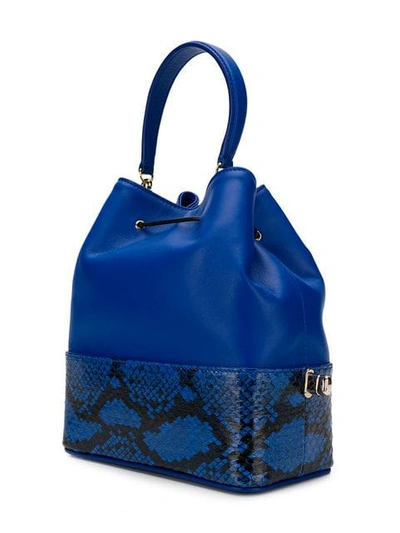 Shop Emilio Pucci Blue Elaphe Bonita Bucket Bag