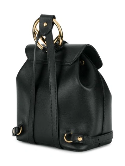 Shop Fendi Calf Leather Classic Logo Backpack In Black