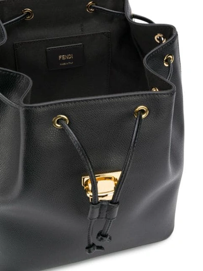 Shop Fendi Calf Leather Classic Logo Backpack In Black