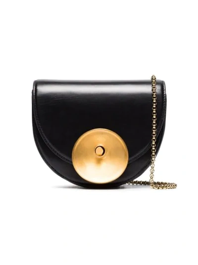 Shop Marni Black And Gold Monile Leather Shoulder Bag
