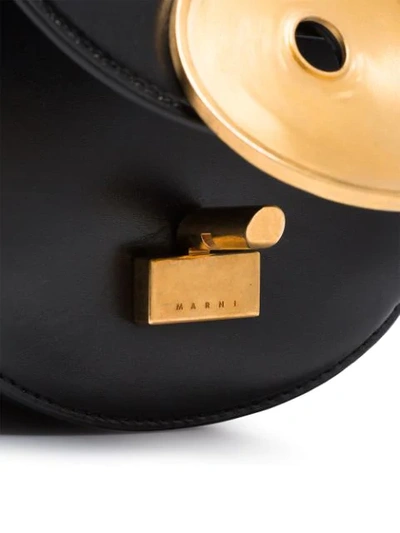 Shop Marni Black And Gold Monile Leather Shoulder Bag