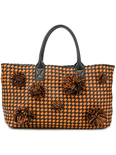 Shop Bottega Veneta Pom-pom Cabat Tote Bag In Black