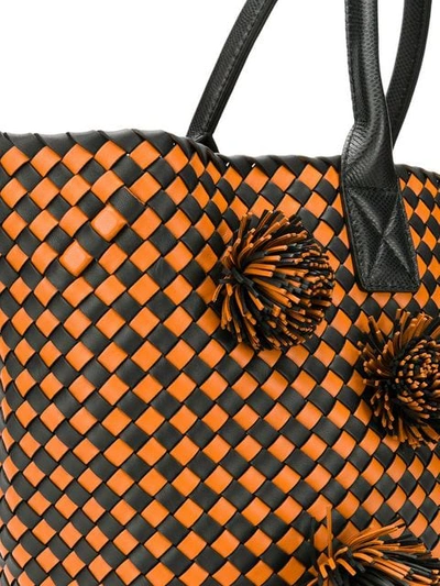 Shop Bottega Veneta Pom-pom Cabat Tote Bag In Black