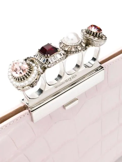 Shop Alexander Mcqueen Jewelled Four-ring Clutch In Pink