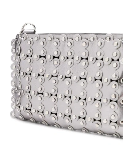 Shop Red Valentino Red(v) Studded Metallic Crossbody Bag In Silver