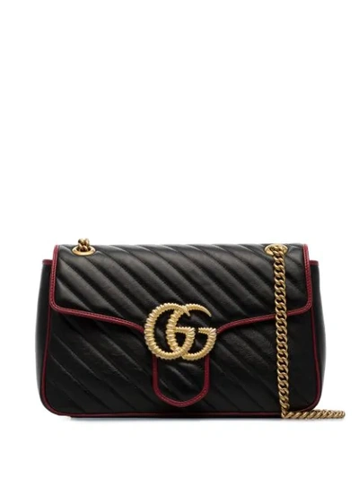 Shop Gucci Small Gg Marmont Shoulder Bag - Black