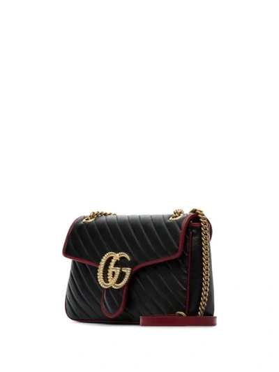 Shop Gucci Small Gg Marmont Shoulder Bag - Black