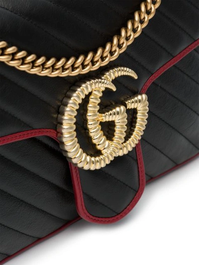 Shop Gucci Small Gg Marmont Shoulder Bag - Black