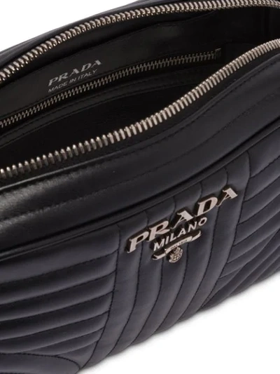 Shop Prada Black Diagram Quilted Leather Cross Body Bag