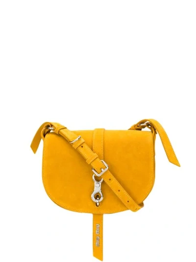 Shop Miu Miu Flap Front Shoulder Bag In Yellow