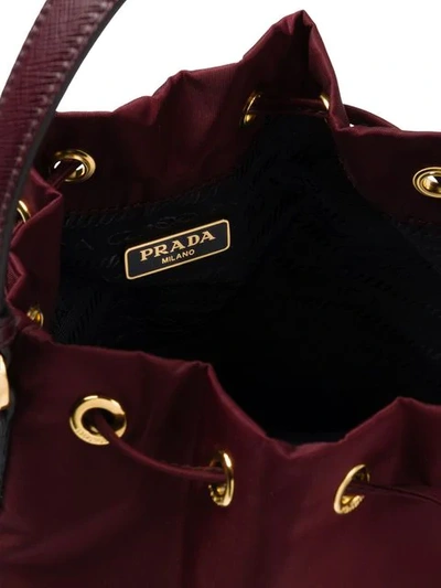 Shop Prada Fabric Shoulder Bag In Red
