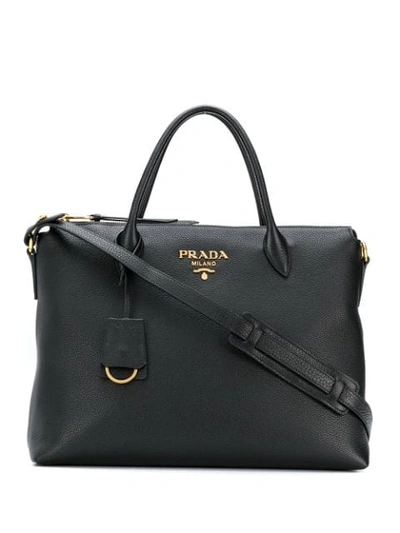 Shop Prada Medium Shopping Tote Bag - Black