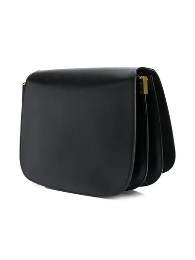 Shop Saint Laurent Logo Saddle Bag In 1000 -  Black
