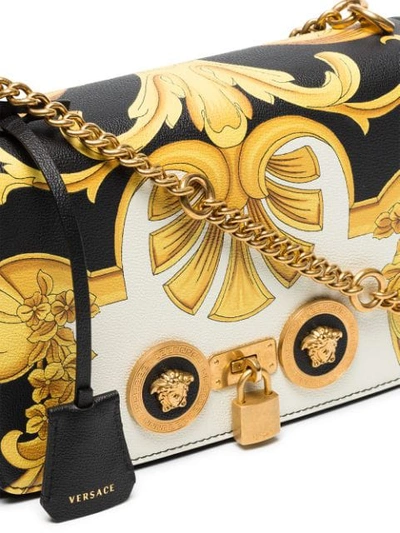 Shop Versace Black And Gold Barocco Ss'92 Print Leather Chain Strap Shoulder Bag
