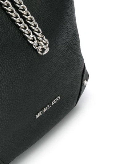 Shop Michael Michael Kors Logo Plaque Bucket Bag In Black