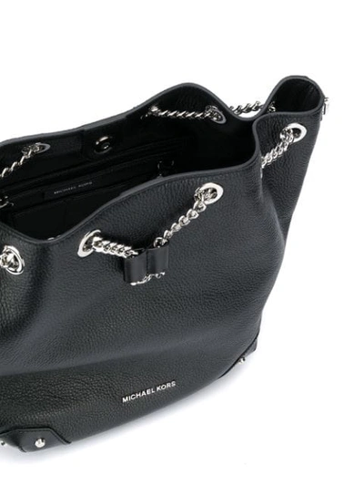 Shop Michael Michael Kors Logo Plaque Bucket Bag In Black