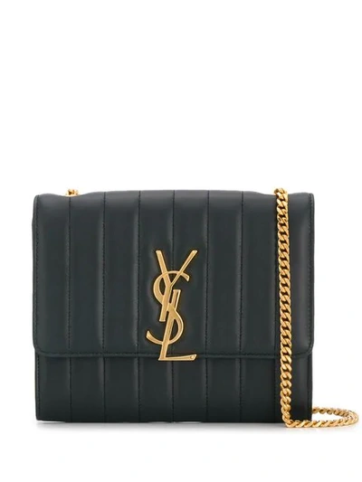 Shop Saint Laurent Vicky Quilted Crossbody Bag In Green
