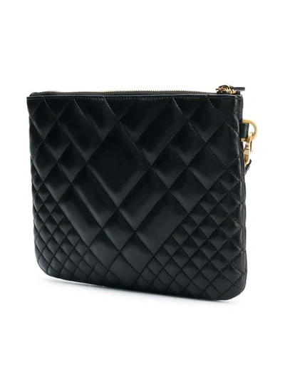 Shop Versace Quilted Medusa Clutch In Black