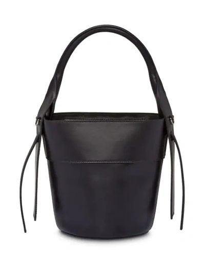 Shop Prada Ouverture Leather Bucket Bag In Black