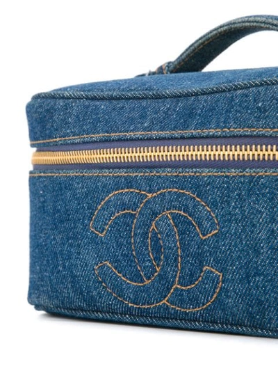 Pre-owned Chanel 1996-1997 Denim Flat Cosmetic Bag In Blue