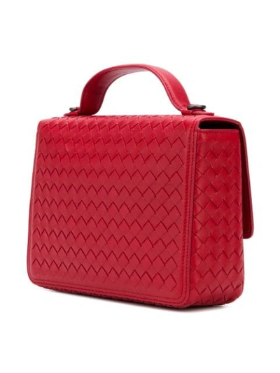 Shop Bottega Veneta Intrecciato Weave Shoulder Bag In Red