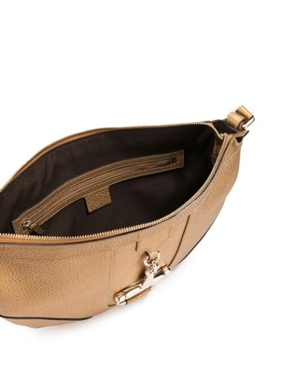 Pre-owned Gucci Metallic Leather Horsebit Shoulder Bag In Gold