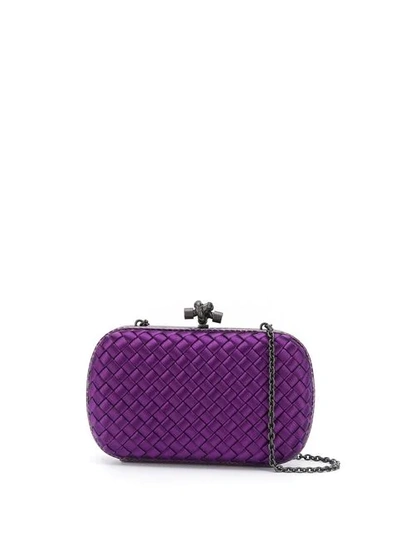 Shop Bottega Veneta Monalisa Intrecciato Impero Chain Knot Clutch Bag In Purple