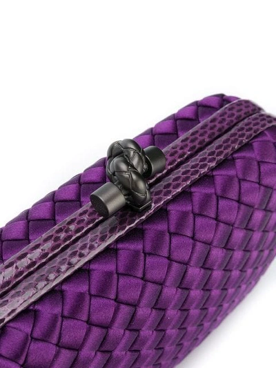 Shop Bottega Veneta Monalisa Intrecciato Impero Chain Knot Clutch Bag In Purple