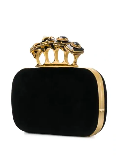 Shop Alexander Mcqueen Embellished Clutch Bag In Black