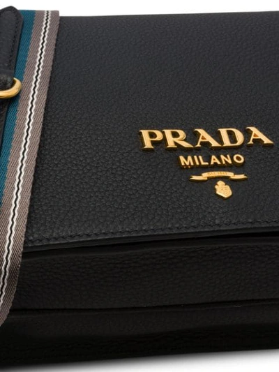Shop Prada Logo Shoulder Bag In Black