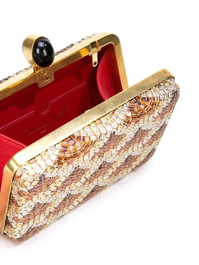 Shop Oscar De La Renta Rogan Box Clutch Bag In Gold