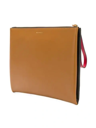 Shop Marni Block Colour Large Pouch In Brown