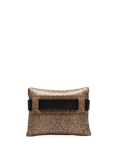 Shop Nanushka Tao Snake-effect Belt Bag In Brown