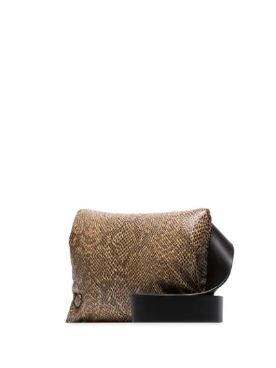 Shop Nanushka Tao Snake-effect Belt Bag In Brown
