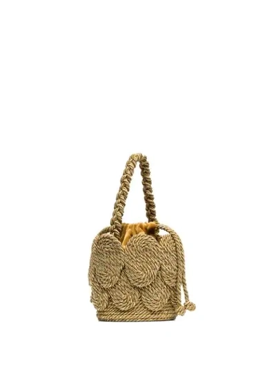 Shop Mehry Mu Chacha Shell Woven Rope Mini Bag In Gold