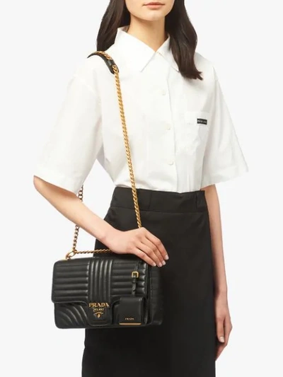 Shop Prada Diagramme Large Shoulder Bag In Black